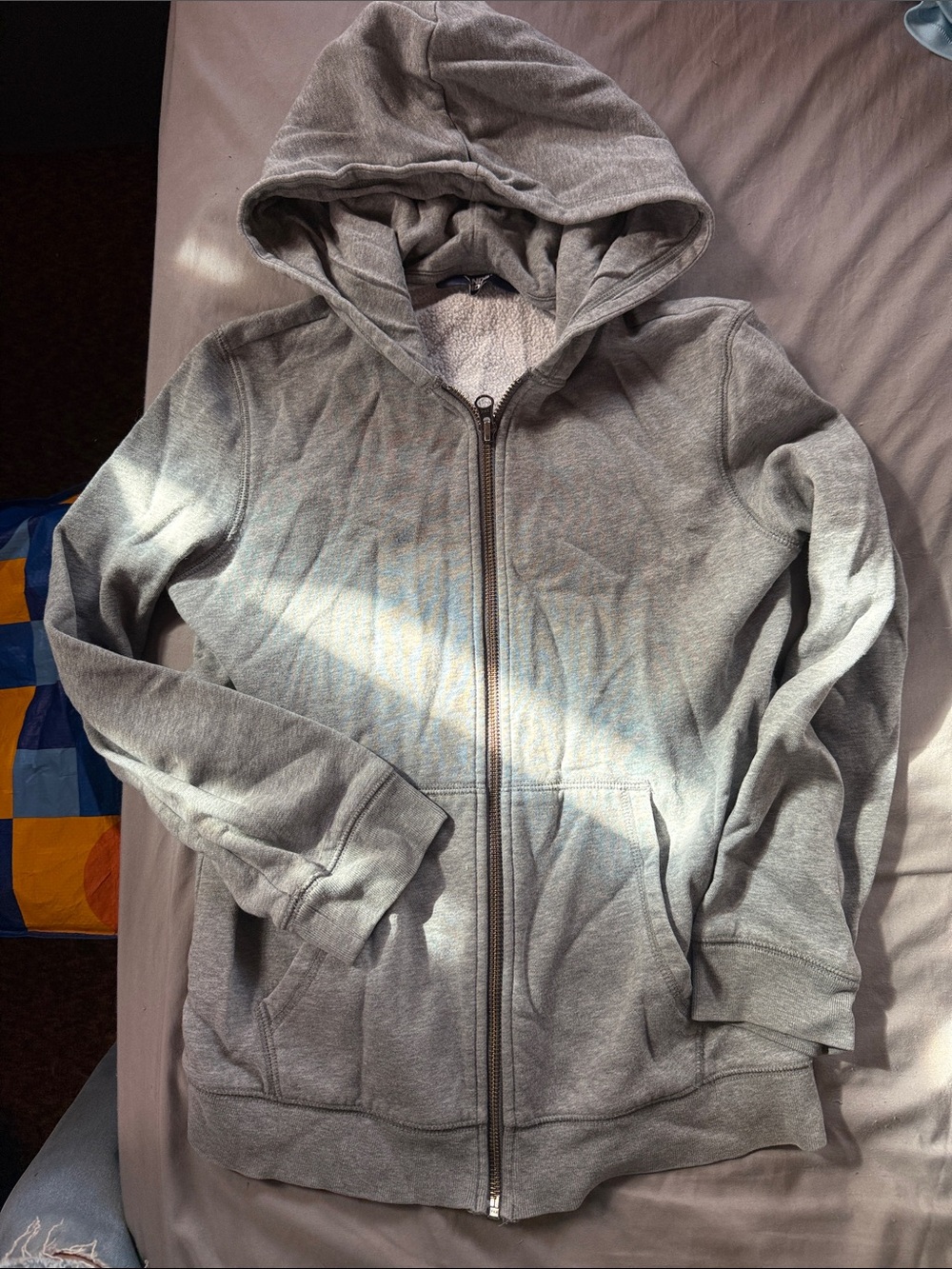 Lands' End Kids Hooded Zip Sweatshirt - Light Gray
